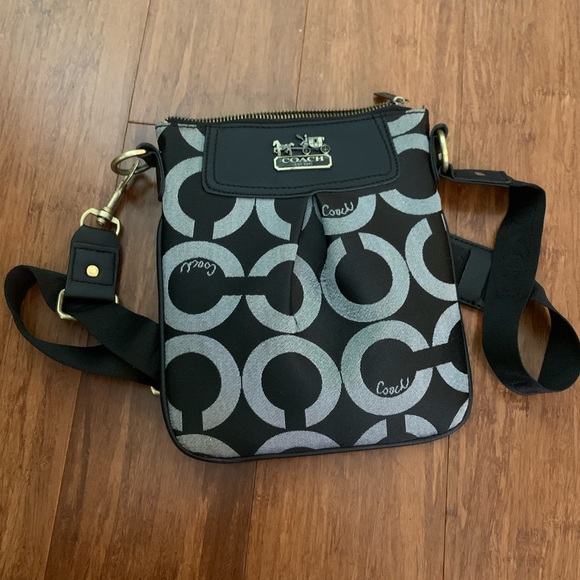 COACH Black & Grey Y2K Monogram Logo Signature Canvas Crossbody Satchel Bag - Picture 3 of 11